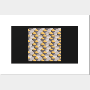 Moroccan Ogee pattern in sunshine yellow and warm grey Posters and Art